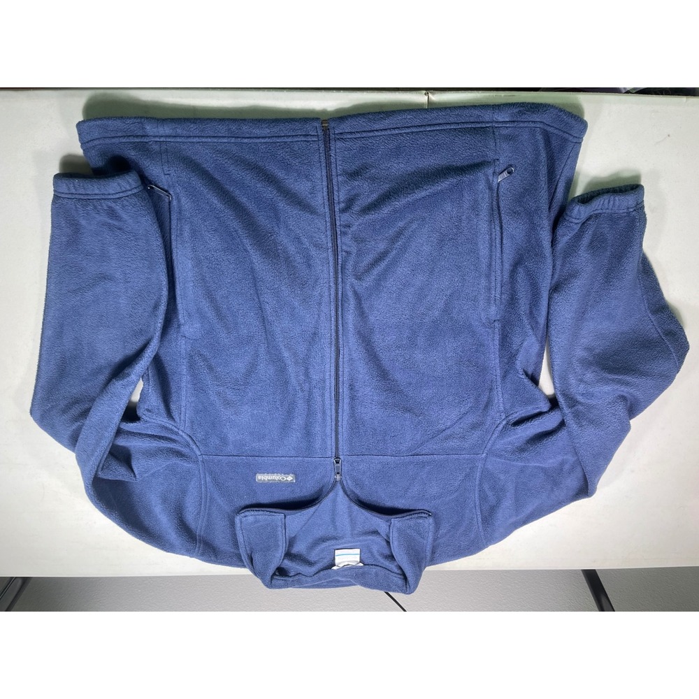 Columbia XL Blue Full Zip Fleece Jacket Zipper Pockets Outdoor Hiking